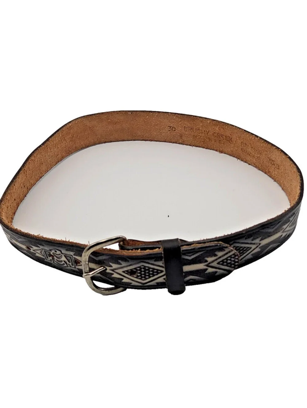 Vintage Brush Creek FG Cowhide Native inspired SW eagle motif USA made belt